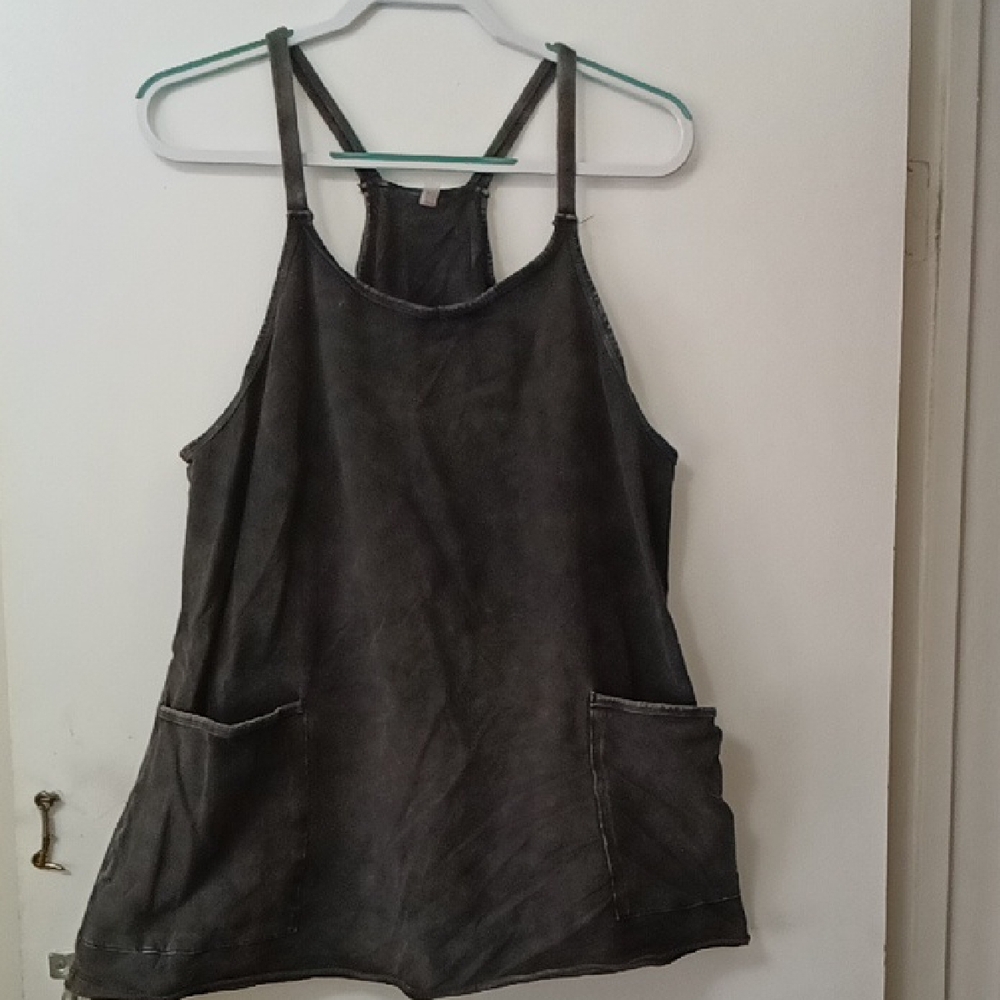 FP Women's Dark Gray/Blk Sleeveless Pocket Dress Romper
